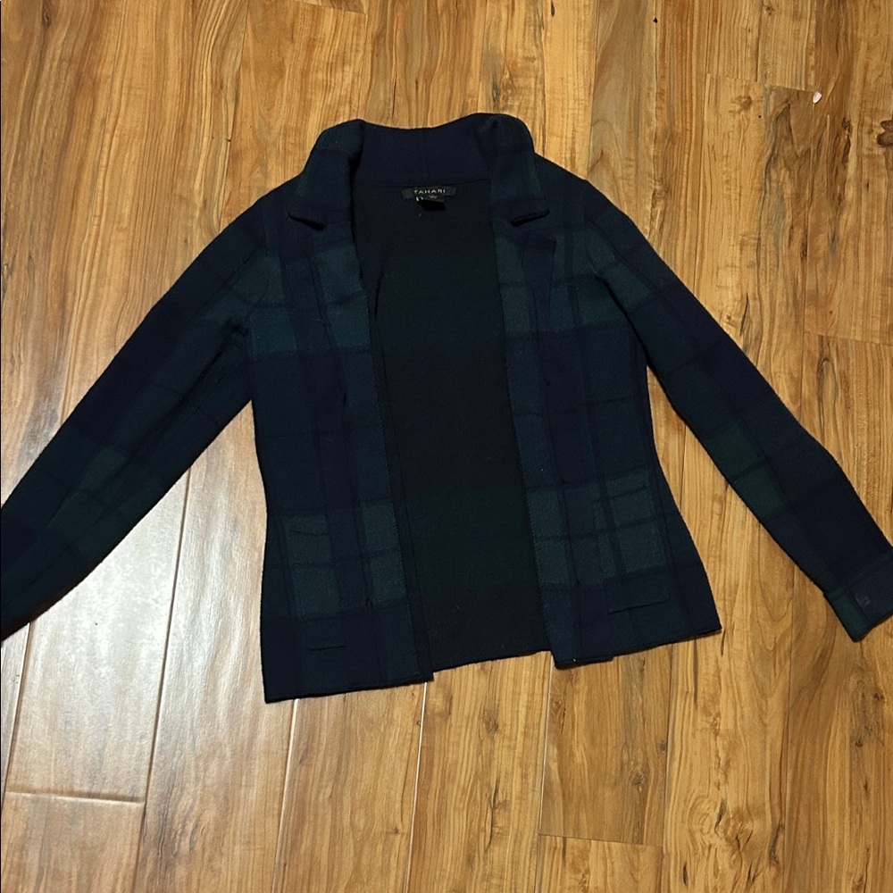 Plaid Women's Jacket - Navy and Green